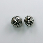 Metalized Plastic Engraved Bead - Round 10MM ANT SILVER