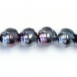 Czech Glass Pearl Bead - Snail Shell 10MM BLACK TAHITI 89031