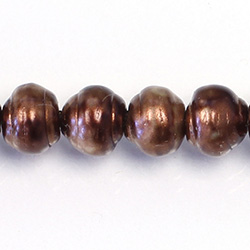 Czech Glass Pearl Bead - Snail Shell 10MM PATINA COPPER 84198