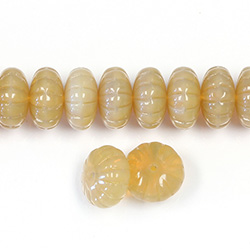 Czech Pressed Glass Fancy Opaque Bead - OPAL BEIGE 8X14MM