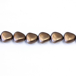 Czech Glass Pearl Bead - Potato 11x9.5MM MATTE DARK BROWN