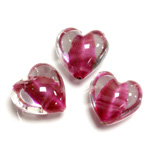 Glass Lampwork Bead - Heart Shape Smooth 18MM PORPHYR CRYSTAL RUBY