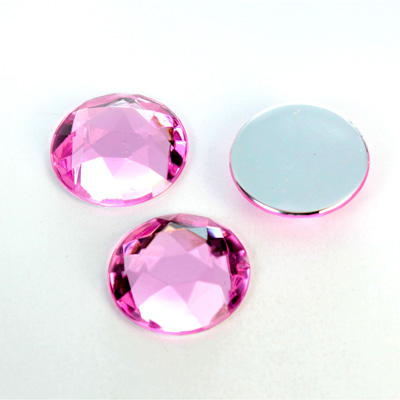 Plastic Flat Back Foiled Rose Cut Rhinestone - Round 18MM ROSE