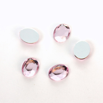 Plastic Flat Back Foiled Rose Cut Rhinestone - Oval 10x8MM ROSE