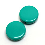 Plastic Bead - Opaque Color Smooth Flat Round 22MM BRIGHT GREEN TURQUOISE