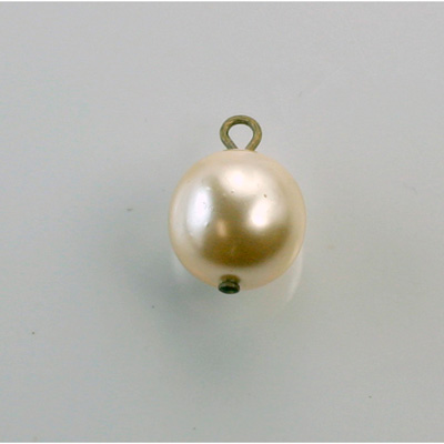 Czech Glass Pearl Bead with 1 Brass Loop - Round 12MM CREME