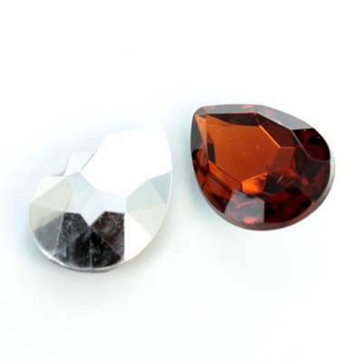 Plastic Point Back Foiled Stone - Pear 25x18MM SMOKE TOPAZ