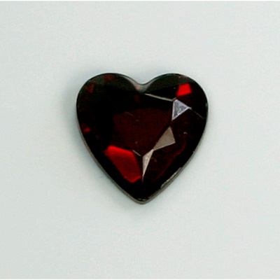 Glass Flat Back Rose Cut Fancy Foiled Stone  - Heart 18x16MM GARNET