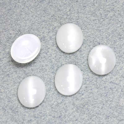 Glass Medium Dome Cabochon - Oval 12x10MM MOONSTONE WHITE