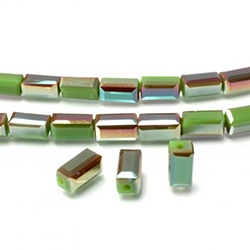 Chinese Cut Crystal Bead - Rectangle 08x4x4MM OPAL GREEN COAT