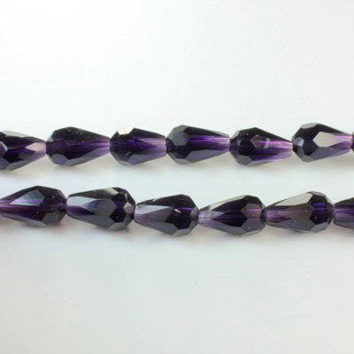 Chinese Cut Crystal Bead - Pear 11x7MM DARK AMETHYST