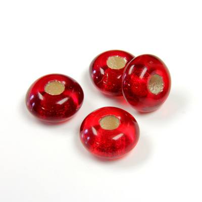 Czech Pressed Glass Bead - Round Rondelle Pony 06x11MM RUBY SILVER LINE