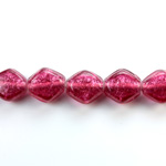 Glass Lampwork Bead - Kite Diamond Shape 13x12MM SILVER FL INLAY ROSE