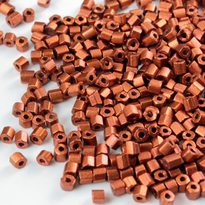 Czech Glass Seed Bead - 2 Cut Hex 10/0 SOFT COPPER 01750