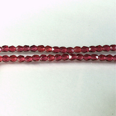 Czech Glass Fire Polish Bead - Round 03MM DARK ROSE