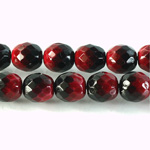 Czech Glass Fire Polish Bead - Round 10MM BLACK-RED 89095