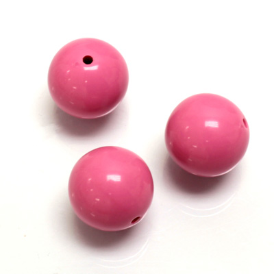 Plastic Bead - Opaque Color Smooth Round 16MM BRIGHT PINK