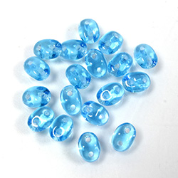 Preciosa Czech Pressed Glass 2-Hole Bead -Twin Oval 02.5x5MM AQUA