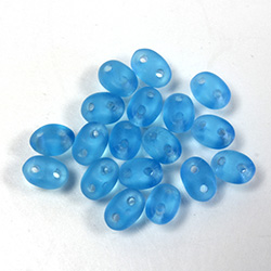 Preciosa Czech Pressed Glass 2-Hole Bead -Twin Oval 02.5x5MM MATTE AQUA