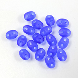 Preciosa Czech Pressed Glass 2-Hole Bead -Twin Oval 02.5x5MM MATTE SAPPHIRE