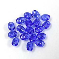 Preciosa Czech Pressed Glass 2-Hole Bead -Twin Oval 02.5x5MM SAPPHIRE