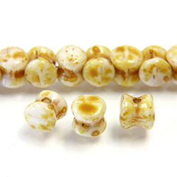 Preciosa Czech Pressed Glass Bead - Pellet 04x6MM ALABASTER TRAVERTINE