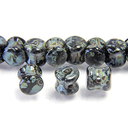 Preciosa Czech Pressed Glass Bead - Pellet 04x6MM BLACK TRAVERTINE