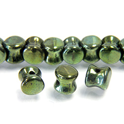 Preciosa Czech Pressed Glass Bead - Pellet 04x6MM METALLIC GREEN