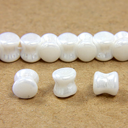 Preciosa Czech Pressed Glass Bead - Pellet 04x6MM WHITE LUSTER