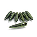 Preciosa Czech Pressed Glass Bead - Thorn 05x16MM METALLIC GREEN