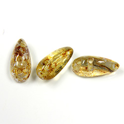 Preciosa Czech Pressed Glass 2-Hole Bead - Chilli 4x11MM CRYSTAL/SPAMBER