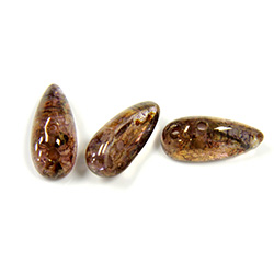 Preciosa Czech Pressed Glass 2-Hole Bead - Chilli 4x11MM TAUPE LUMI