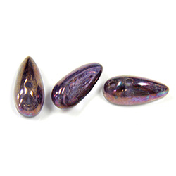 Preciosa Czech Pressed Glass 2-Hole Bead - Chilli 4x11MM CRYSTAL/MET PURPLE