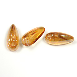 Preciosa Czech Pressed Glass 2-Hole Bead - Chilli 4x11MM CRYSTAL/VENUS