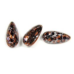 Preciosa Czech Pressed Glass 2-Hole Bead - Chilli 4x11MM JET/AGATE SILVER ORANGE