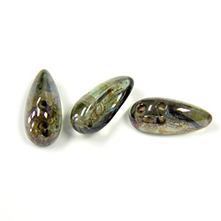 Preciosa Czech Pressed Glass 2-Hole Bead - Chilli 4x11MM GREEN LUMI