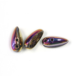 Preciosa Czech Pressed Glass 2-Hole Bead - Chilli 4x11MM CALIFORNIA VIOLET