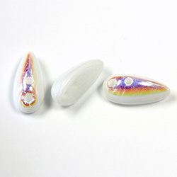 Preciosa Czech Pressed Glass 2-Hole Bead - Chilli 4x11MM ALABASTER AB