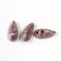 Preciosa Czech Pressed Glass 2-Hole Bead - Chilli 4x11MM ALABASTER-AGATE PURPLE