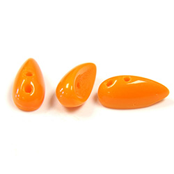 Preciosa Czech Pressed Glass 2-Hole Bead - Chilli 4x11MM ORANGE