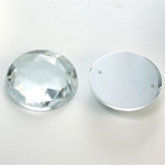 Plastic Flat Back 2-Hole Foiled Sew-On Stone - Round 25MM CRYSTAL