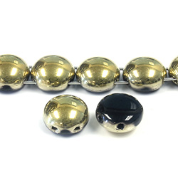 Preciosa Czech Pressed Glass Bead - Candy 08MM JET/HALF GOLD