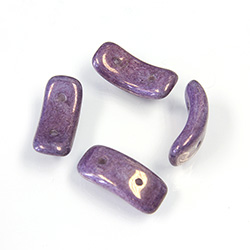 Preciosa Czech Pressed Glass 2-Hole Bead - Bow 03.5x15.5mm ALABASTER/PURPLE