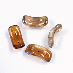 Preciosa Czech Pressed Glass 2-Hole Bead - Bow 03.5x15.5mm AMBER