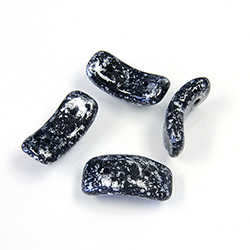 Preciosa Czech Pressed Glass 2-Hole Bead - Bow 03.5x15.5mm  JET/ARGENT SILVER BLACK