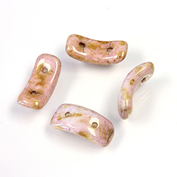 Preciosa Czech Pressed Glass 2-Hole Bead - Bow 03.5x15.5mm PINK OPAL LUMI