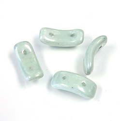 Preciosa Czech Pressed Glass 2-Hole Bead - Bow 03.5x15.5mm GREEN LUSTER