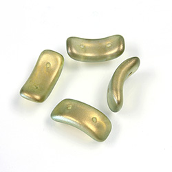 Preciosa Czech Pressed Glass 2-Hole Bead - Bow 03.5x15.5mm SATIN OLIVE