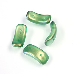 Preciosa Czech Pressed Glass 2-Hole Bead - Bow 03.5x15.5mm SATIN PERIDOT