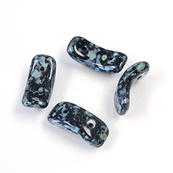 Preciosa Czech Pressed Glass 2-Hole Bead - Bow 03.5x15.5mm TRAVERTINE BLACK